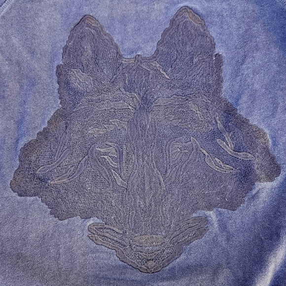 FLASH SALE Rare Zadig & Voltaire Embroidered Blue Wolf Fox Sweater Med Like New - Picture 2 of 6